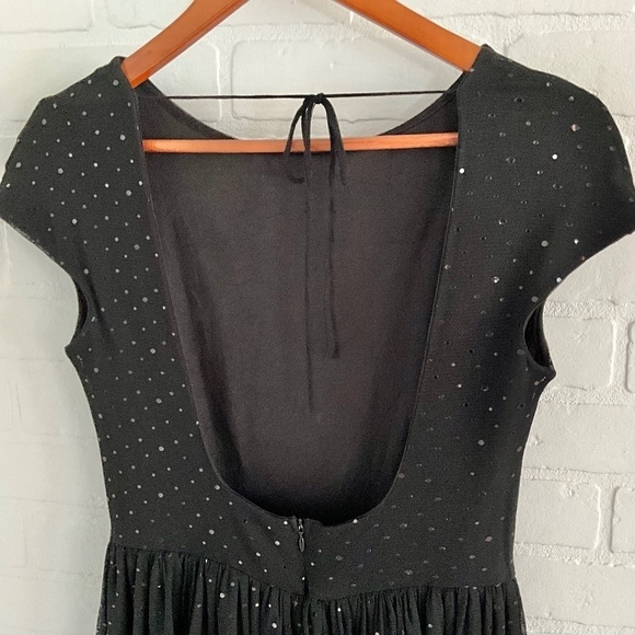 Zara Mini dress LBD Bow detail Black Tulle Sequin Sparkly U shape Open back M - Picture 11 of 13